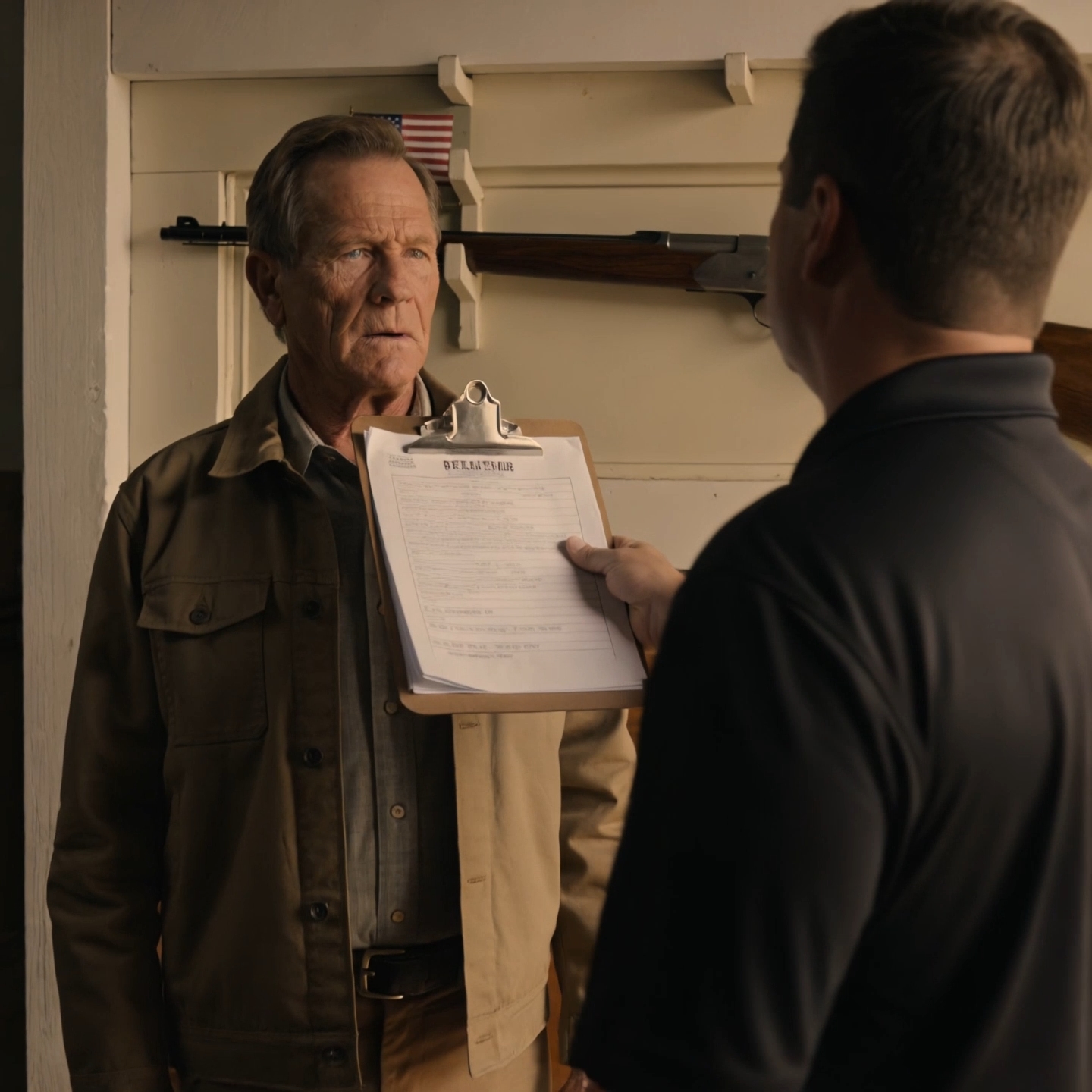 By order of the HOA, hand over every firearm on this property. Four men walked into my barn at dusk with a clipboard, duffel bags, and the kind of confidence people wear when they think nobody is going to stop them. Ten minutes later, Karen Whitfield was standing in my doorway—and after one look at what I put in front of her, all the color left her face.