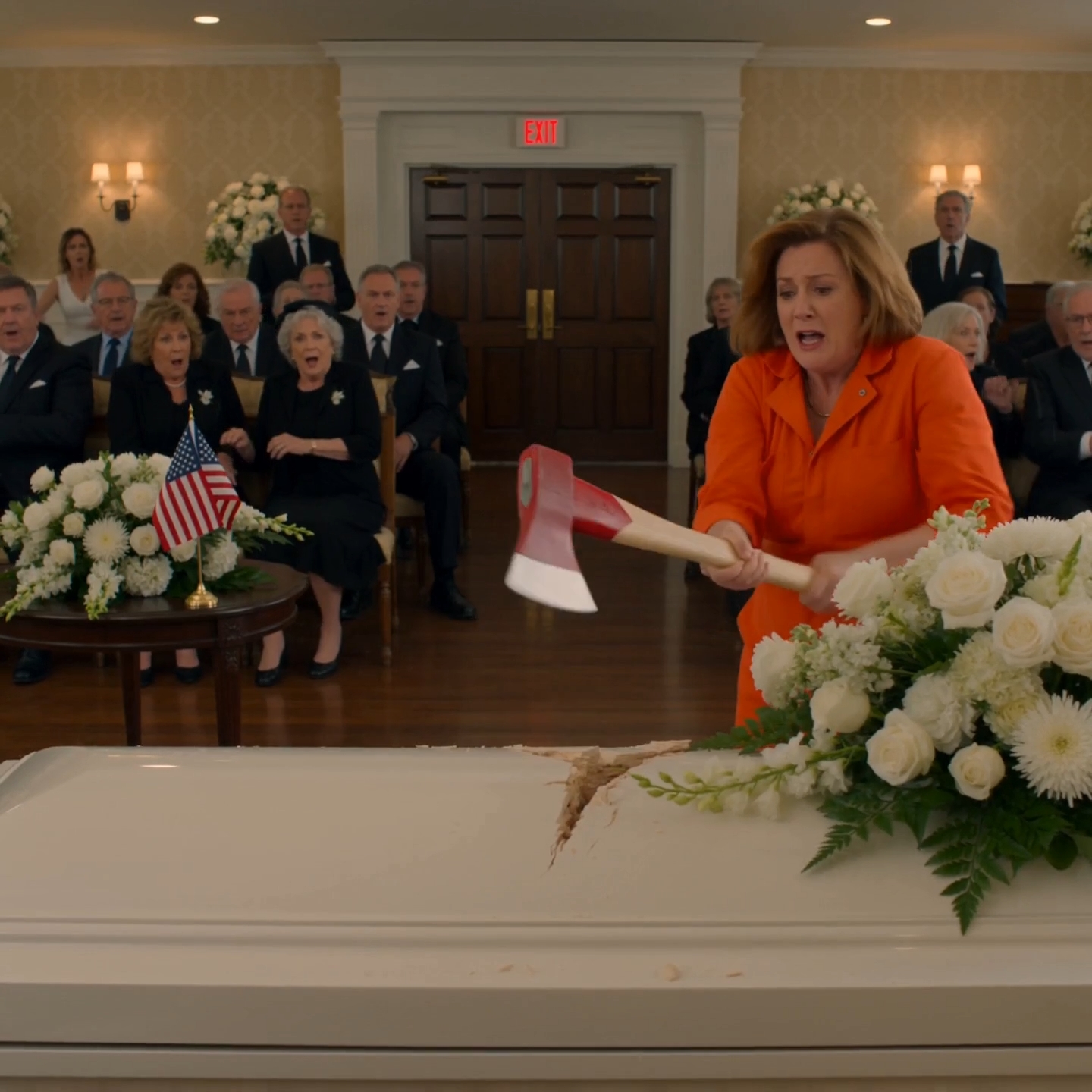 The maid didn’t cry at Emma Ashford’s funeral. She walked straight to the white coffin with an emergency axe. And when the first crack split the lid, Emma’s husband turned pale—because the sound that followed came from inside.