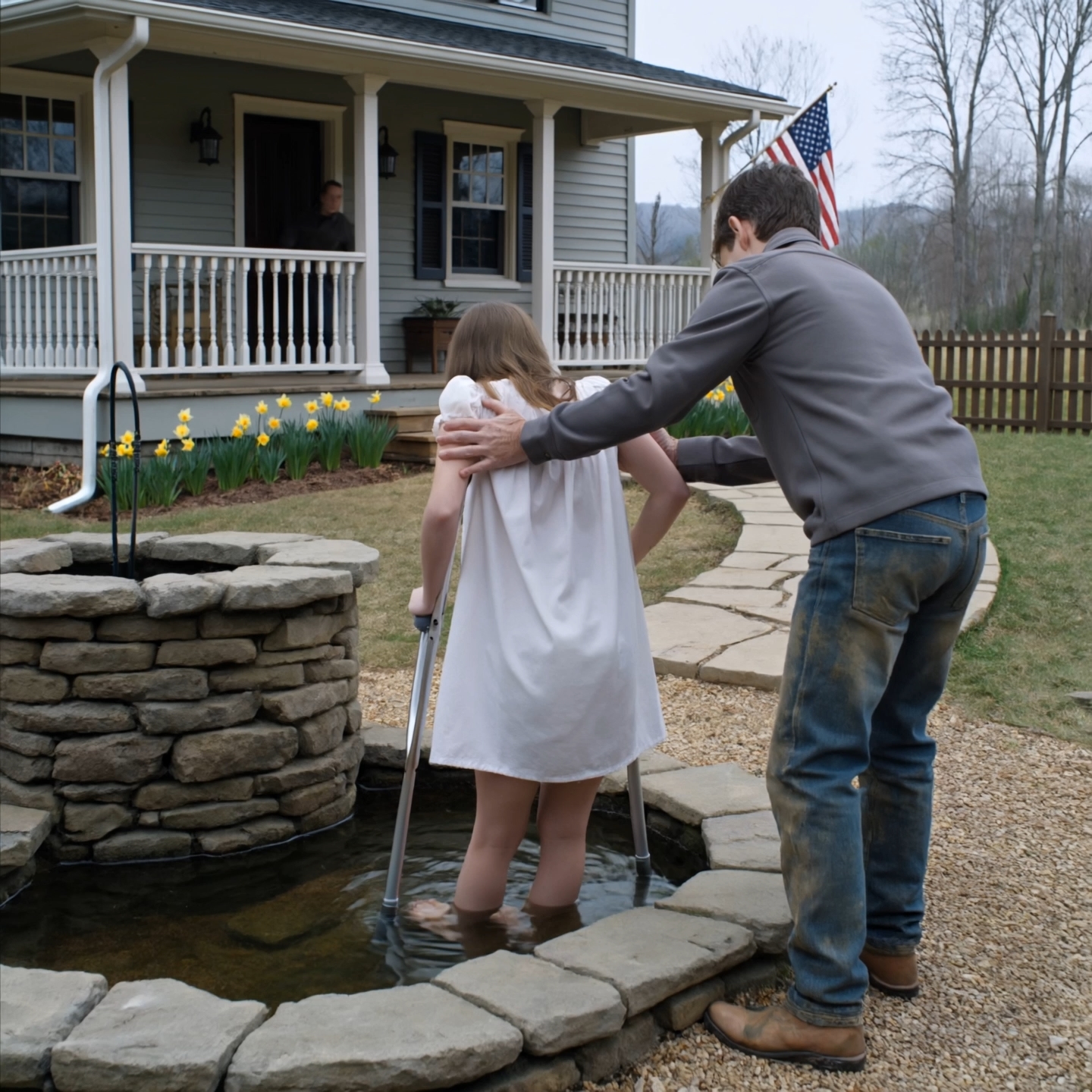 A barefoot boy I had never seen before was holding my disabled daughter’s wrists in the spring behind our house, whispering, ‘You’ll walk,’ while her crutches scraped against the gravel.
