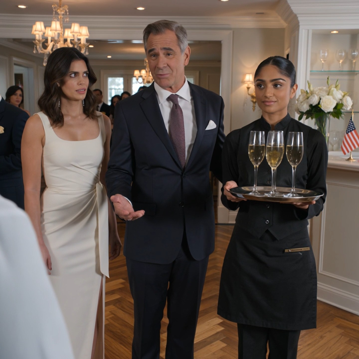 My father introduced me to my sister’s future in-laws as “the maid.” He said it smiling, like it was the most natural thing in the world. Then the groom’s mother looked at me a second too long, and the entire room changed temperature.