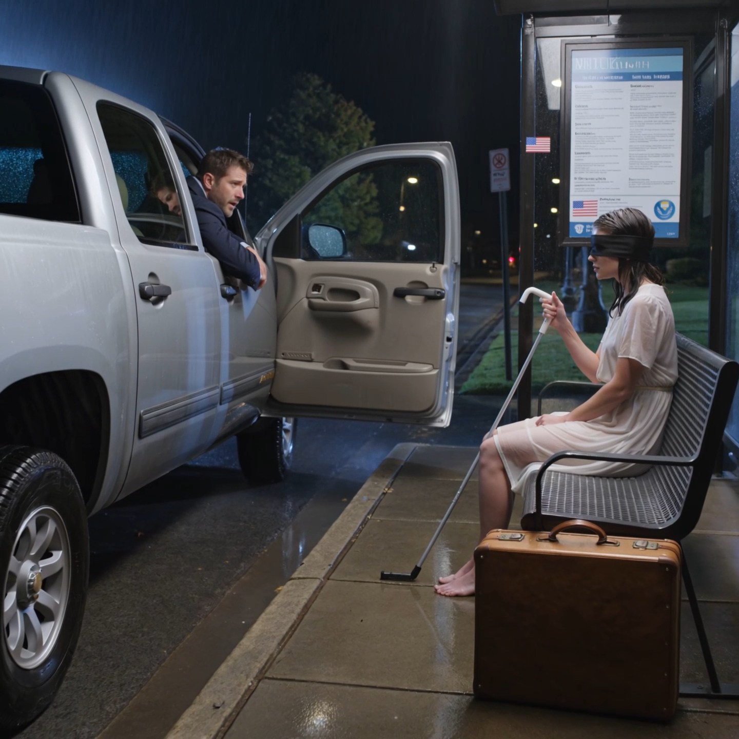 He almost drove past her.  It was 10:30 at night, raining hard on Route 9, and Marcus Cole had no space left in his life for anybody else’s disaster. He was 43, recently divorced, running on four hours of sleep, with a frozen pizza waiting at home and a nine-year-old daughter already calling to ask when he’d be back.