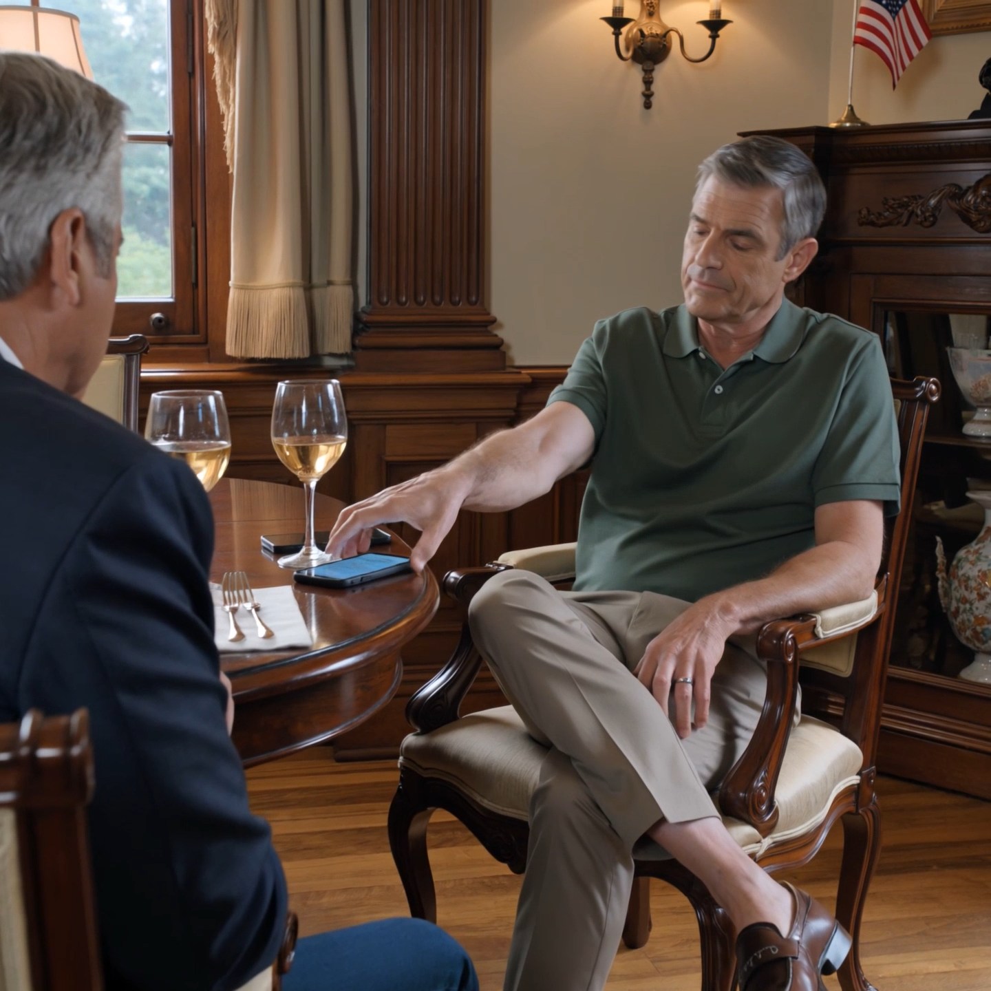 My son told me to use the side entrance when I came to meet his wife’s family for the first time. By the time dinner was served, they had poured me the cheap wine, offered me her father’s old clothes, and made it clear I should feel lucky just to be sitting at their table. I let them keep believing that. The hardest part was not their cruelty. It was watching my son stay quiet while they did it.