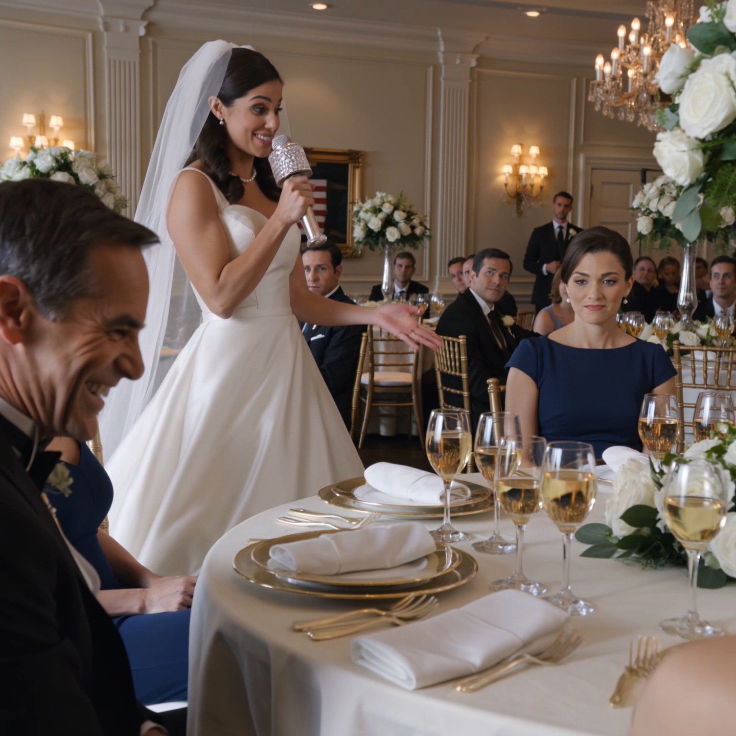 My parents laughed when my sister introduced me as “just a nurse” at her wedding—until the groom’s father looked at my face, then my pearl earrings… and my sister stopped smiling.