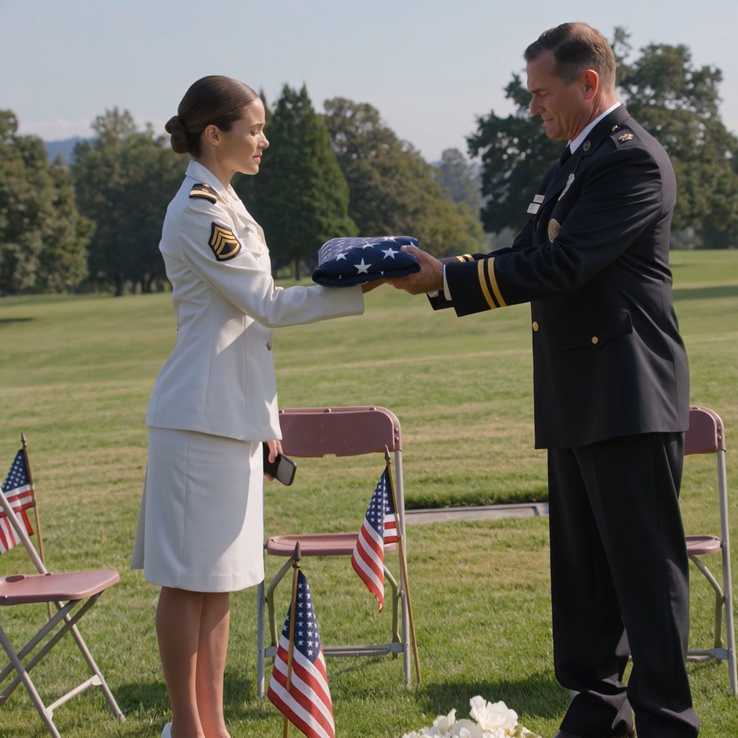 I buried my husband with three empty chairs in the front row. While the flag was being folded into my hands, my phone would not stop lighting up with one message from home: We need to talk now.