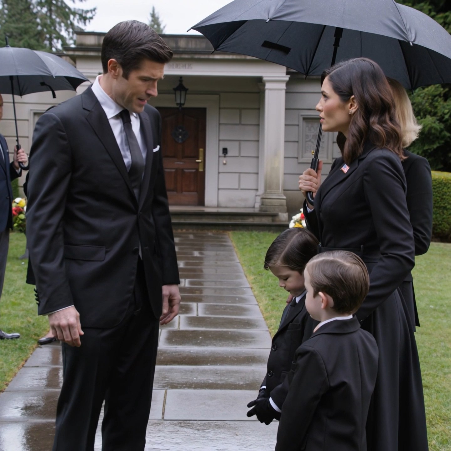 At his mother’s funeral, billionaire Michael Harrington saw his ex-wife standing in the rain with twin children he had never met. Then the little boy looked up, and Michael went cold, because the child had his eyes.  The worst part was not the shock.  It was realizing this was exactly the kind of secret his mother would have known how to bury.