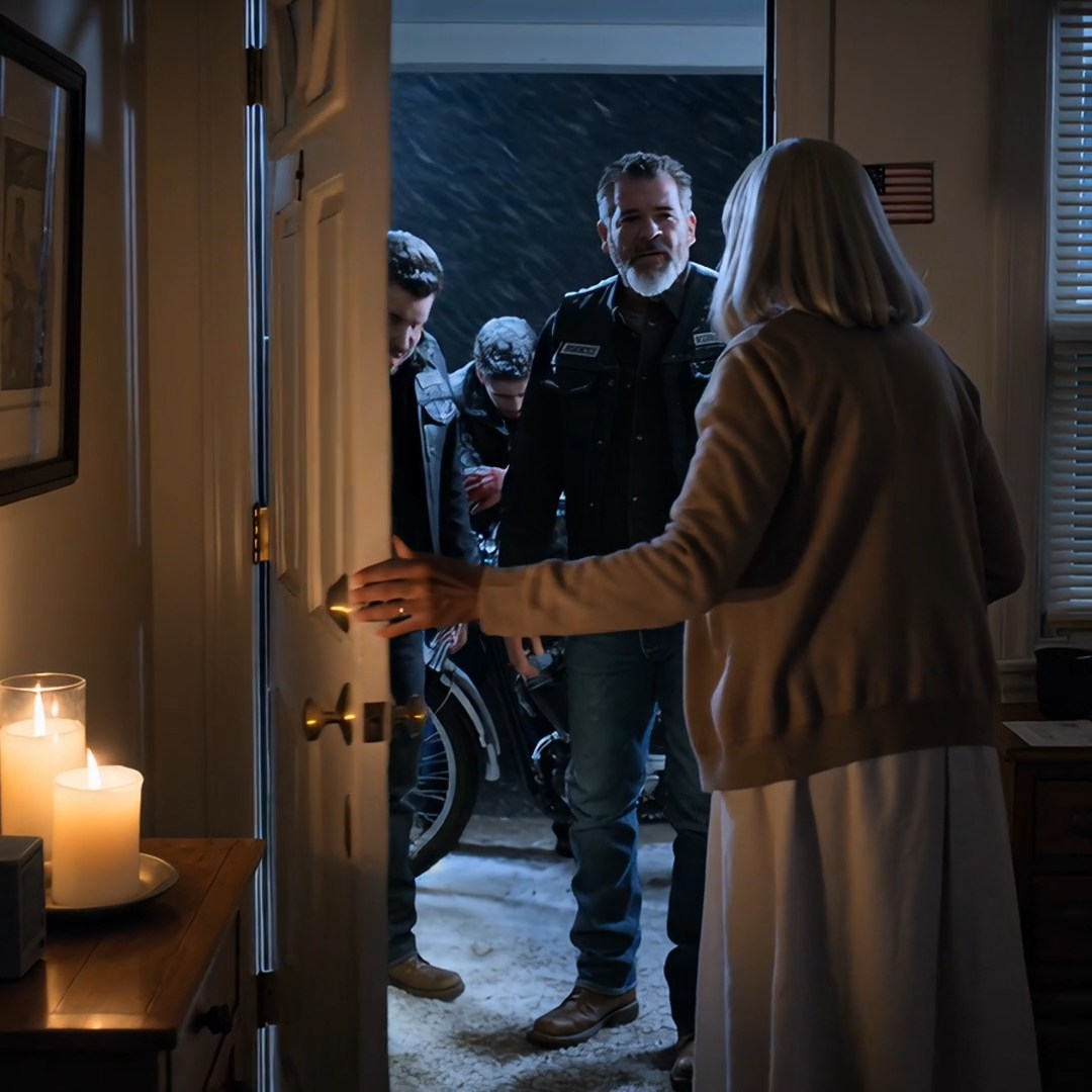 Five Hell’s Angels knocked on 72-year-old Irene Wilson’s door in the middle of an Ohio blizzard. She was broke, alone, and one of them was bleeding. She let them in anyway. Three weeks later, a black SUV rolled onto Maple Terrace, and Irene’s face changed the second she recognized the eyes of the man stepping out.