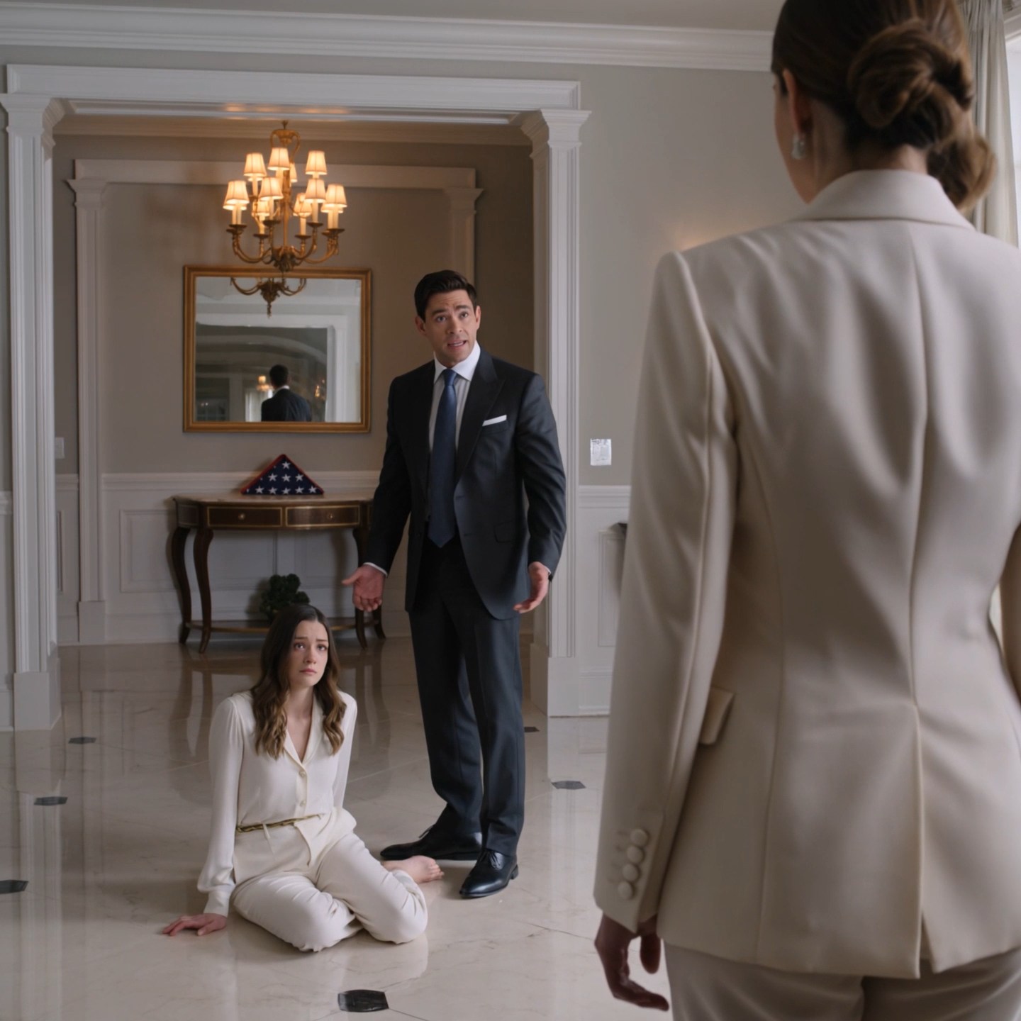 Adrian froze when Elena walked into his engagement party alive, trembling, and covered in tears.  Seven months earlier, his elegant fiancée had told him Elena lost the baby and disappeared.  But the moment Victoria saw Elena standing by the marble staircase, all the color drained from her face.  The ballroom went quiet in a way money could not fix.