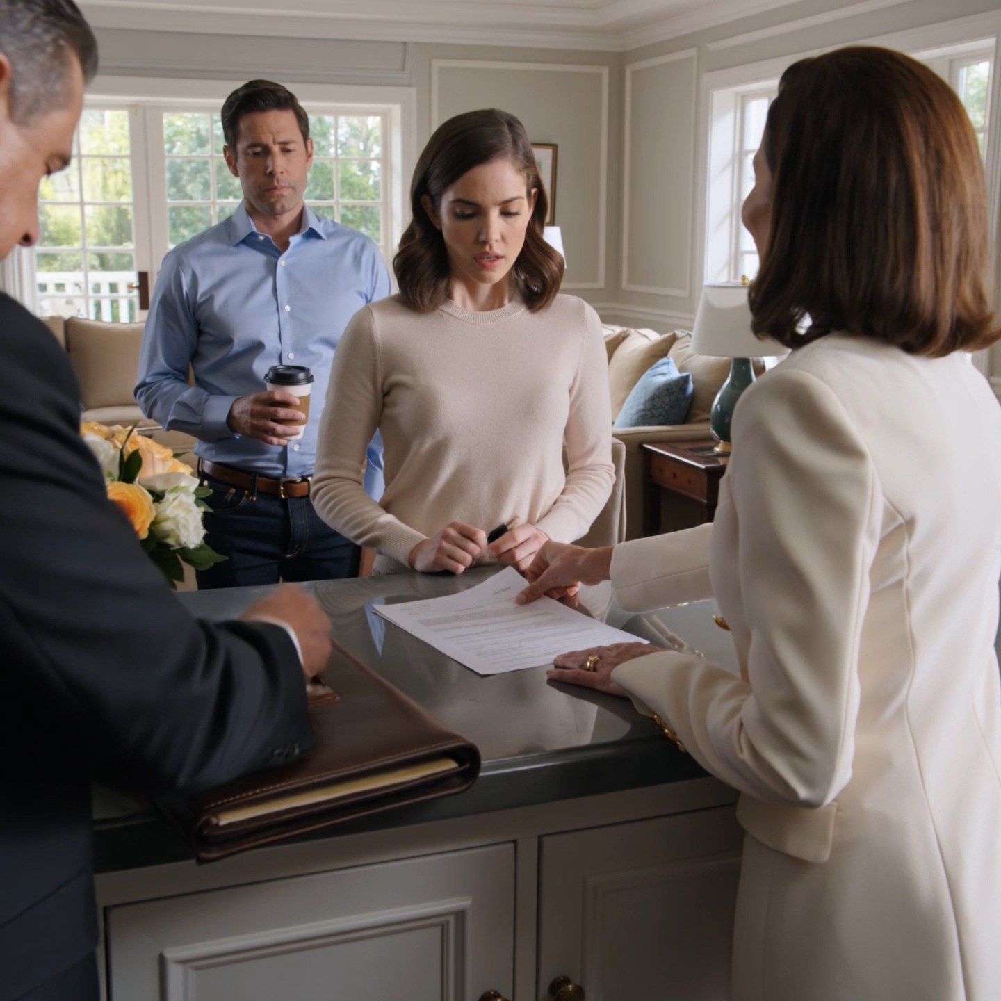 Two mornings after my daughter’s wedding, her new mother-in-law showed up at 8 a.m. with a notary, a leather folder, and a pen already uncapped. She smiled at Renee and said, “Just sign here, sweetheart.” My daughter almost did—until the warning I had arranged before the wedding lit up her phone.