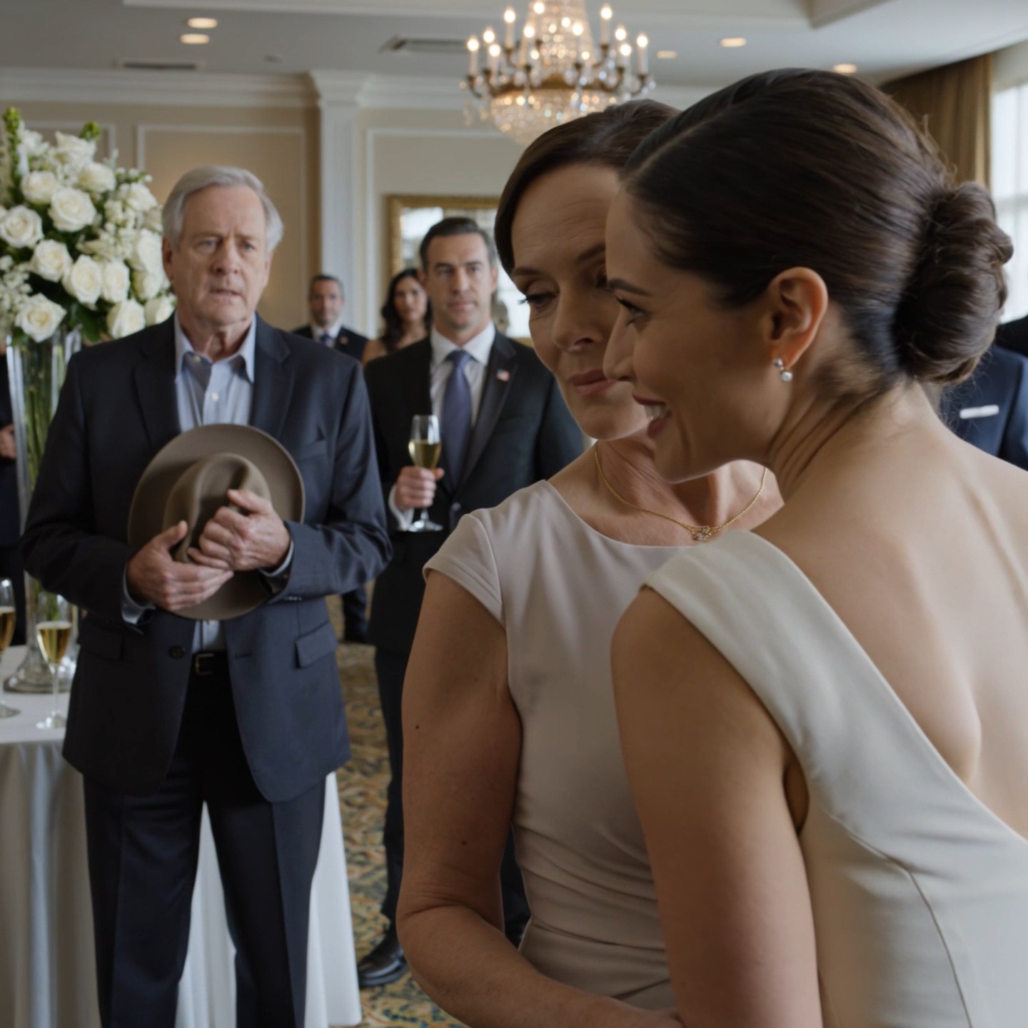 At my son’s engagement dinner, I heard his fiancée whisper, “That dirty old farmer,” while her mother laughed into a silk handkerchief. I was already turning toward the exit when my son gripped my arm and said, “Not yet, Dad. Let her keep smiling.”