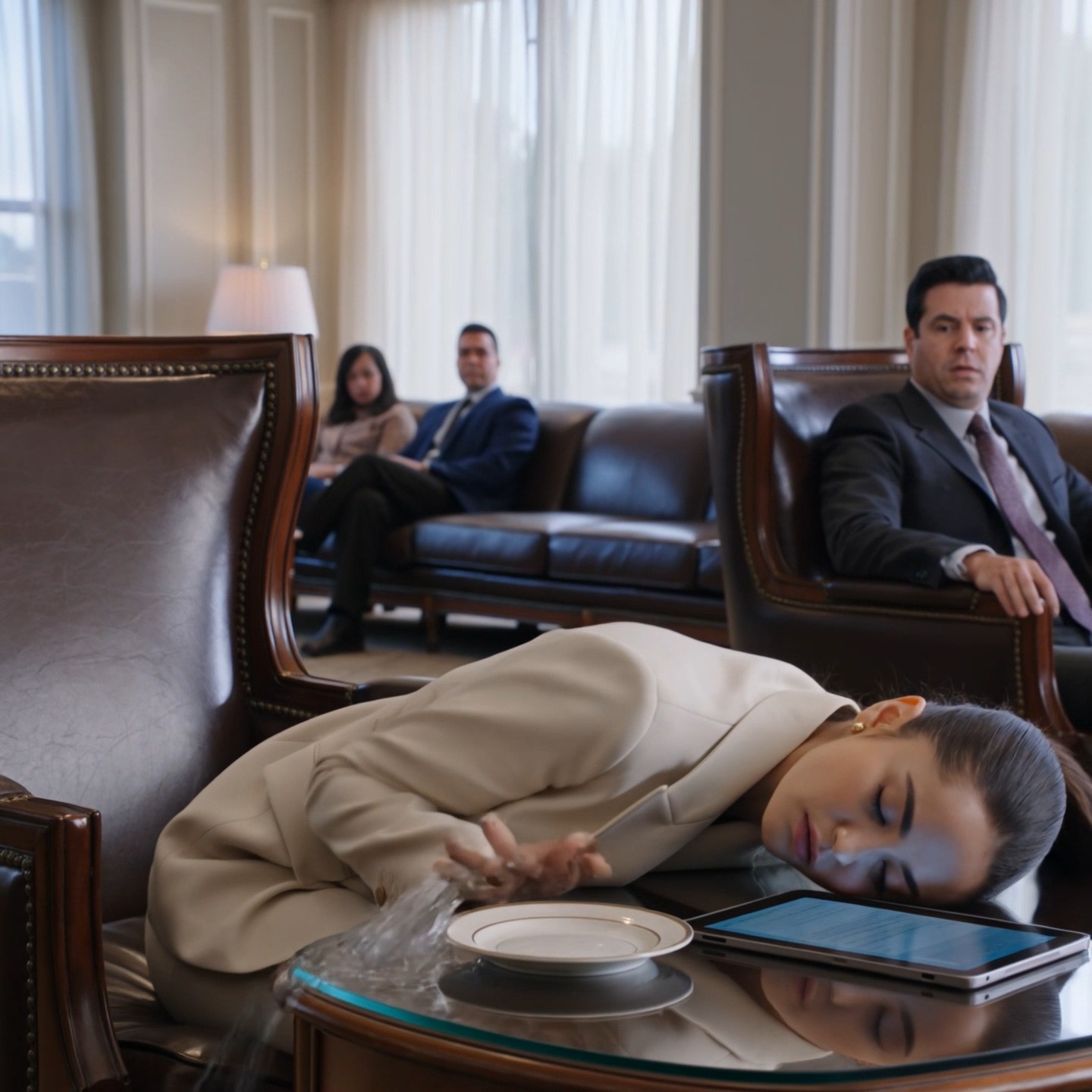 The CEO hit the floor in a business-class airport lounge, and every polished stranger in the room stepped back. The only man who crossed the line had an economy ticket, a patched gray jacket, and a little boy who watched like he already knew exactly what his father was about to do.