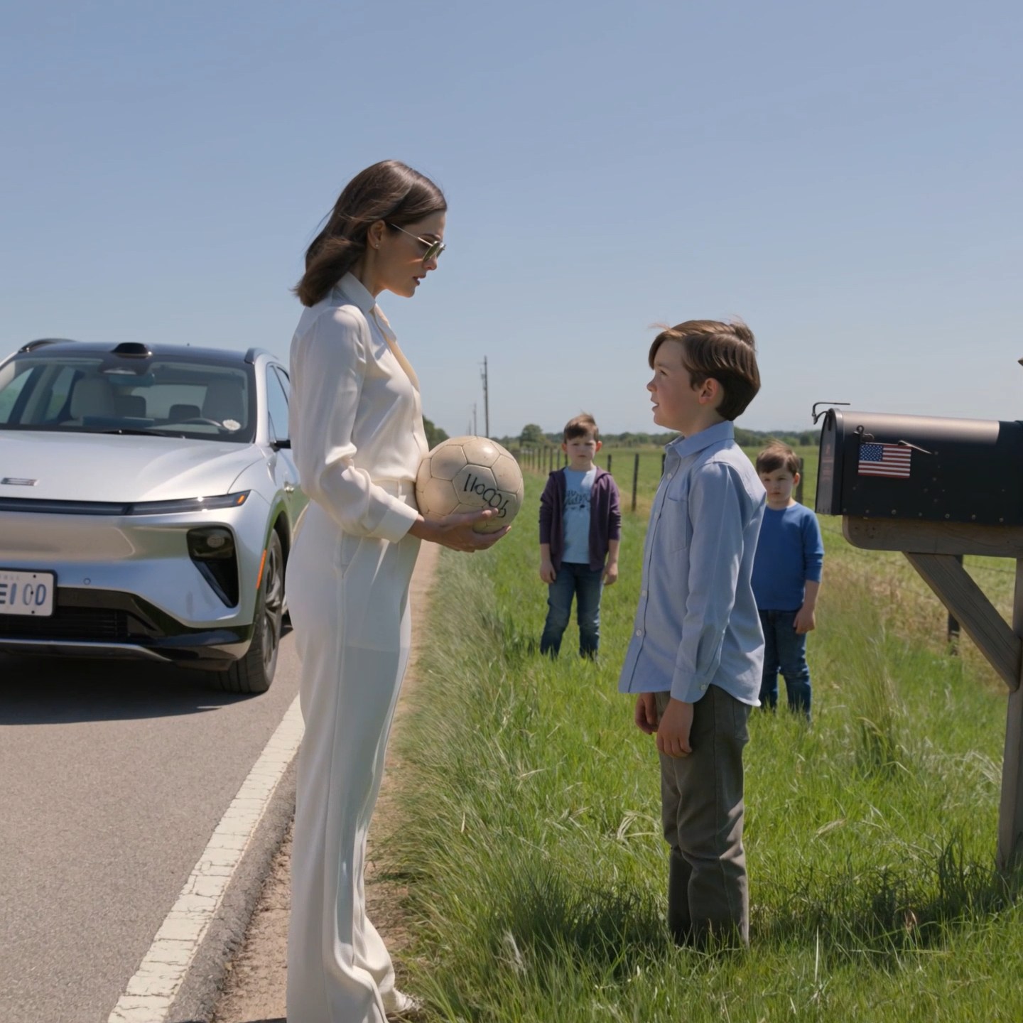 The boy’s soccer ball dented her spotless white Mustang, and she stepped out ready to make someone pay. But the moment she saw the faded writing on that old ball, all the anger left her face.