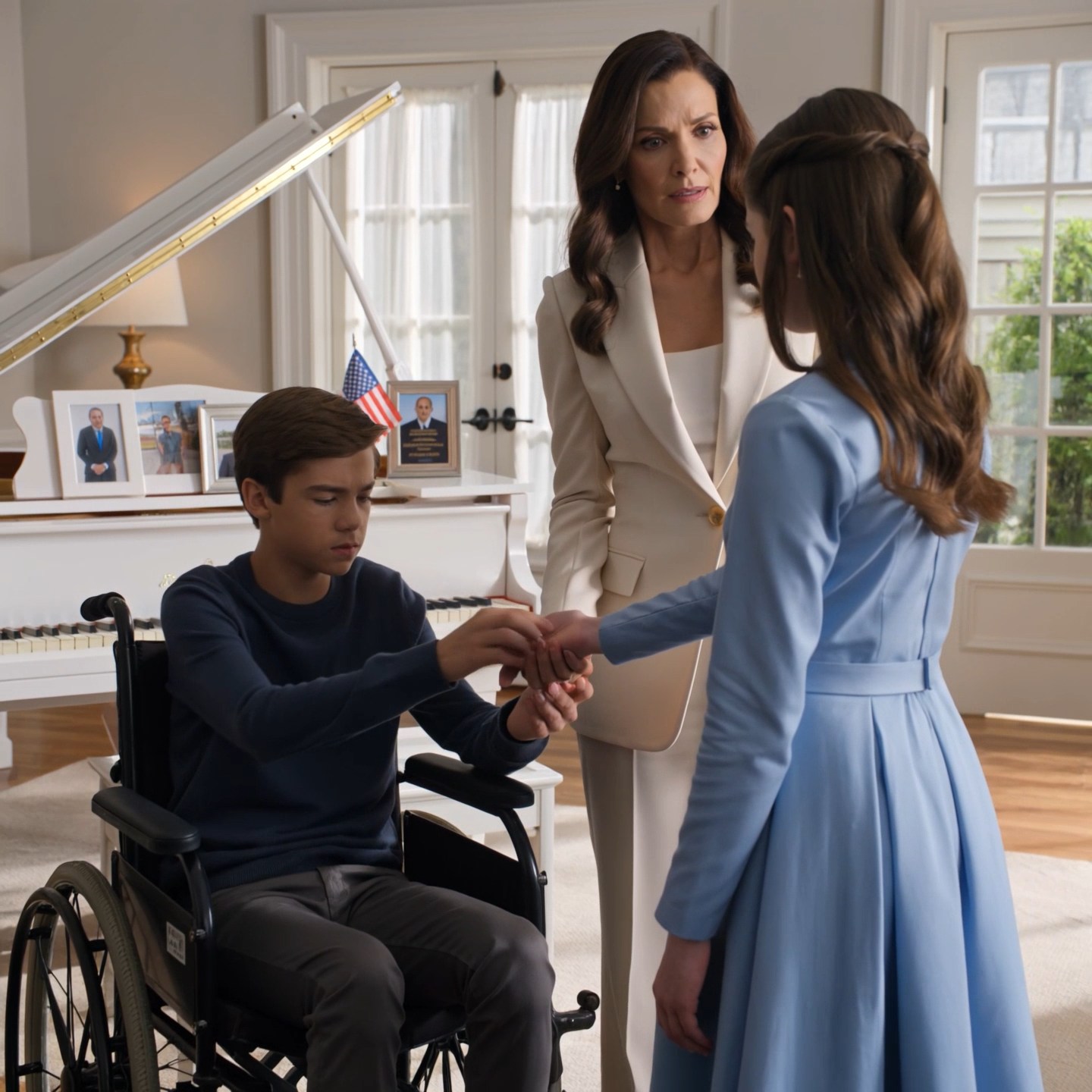 The girl walked into the pediatric rehab room like she had no right to be there—until the boy in the wheelchair looked at her and whispered, “It’s you.”