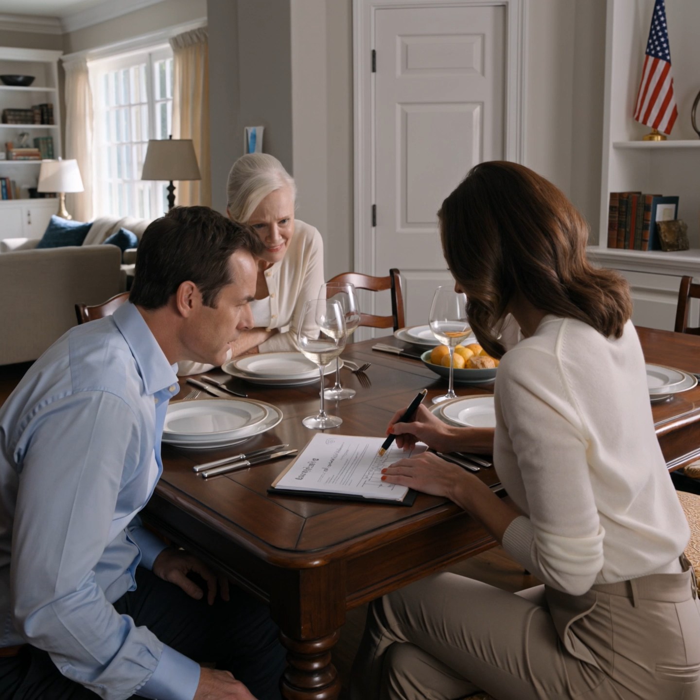 Seven days after we moved into our new house, the previous owner called me and whispered, “Your living room camera is still online. I saw your husband and his mother.” That night, Daniel smiled across the dinner table and slid refinance papers toward me—never knowing I had already watched the video.