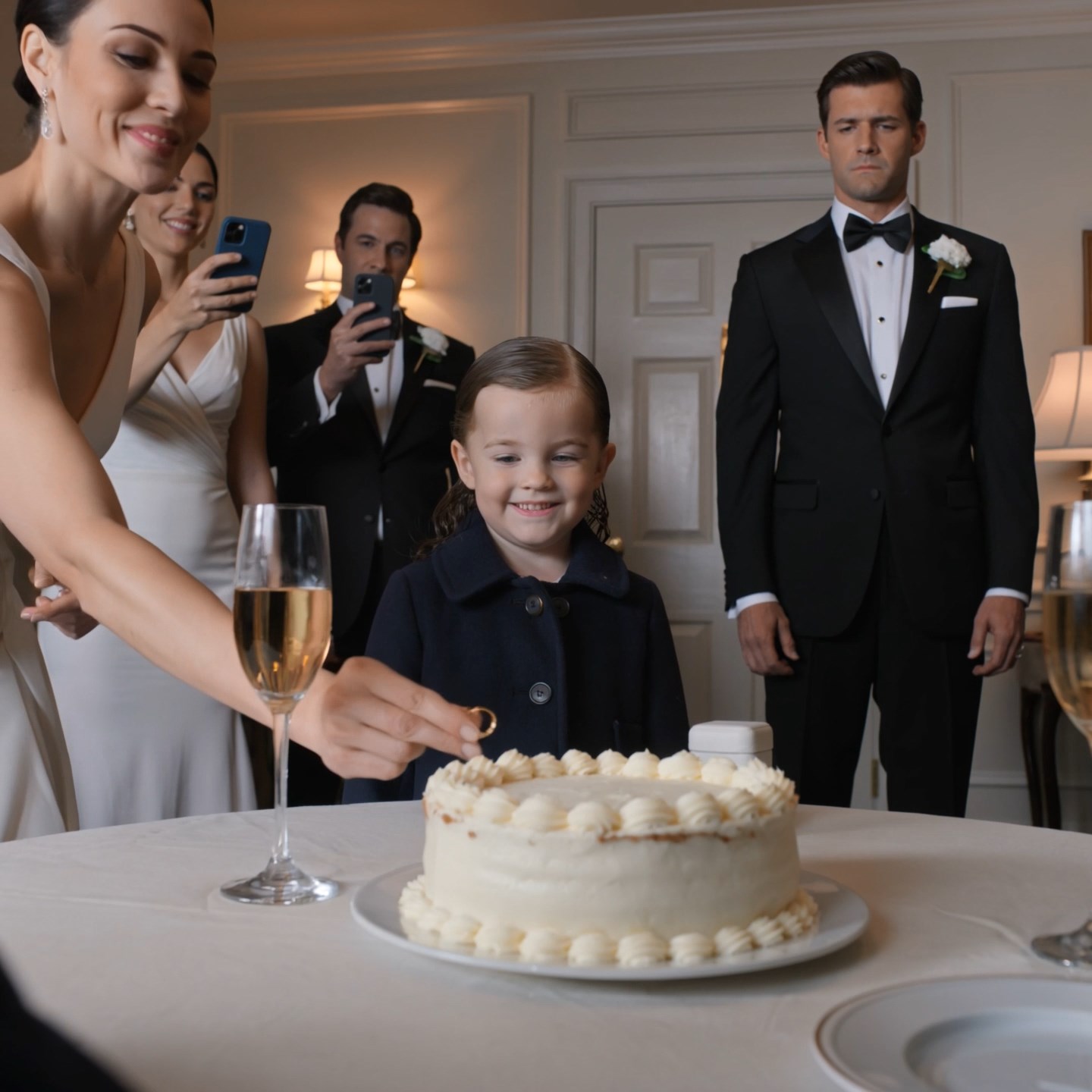 An engagement was seconds away when a soaked little girl walked in and said, ‘My mom told me to give him this before he gives the ring away.’ Then something rolled into the cake… and the man at the head of the table went dead still.
