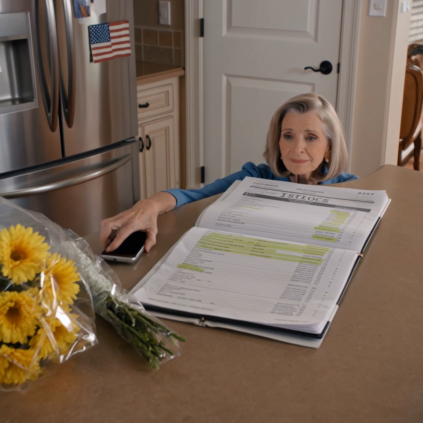 My daughter told me not to come to my granddaughter’s school play because Kevin’s boss would be there. I stood in my kitchen in a pressed blue blouse, flowers on the counter, and said I understood. Later that night, I opened a bank envelope, and for the first time in years, I saw exactly what kind of mother I had been allowed to be.