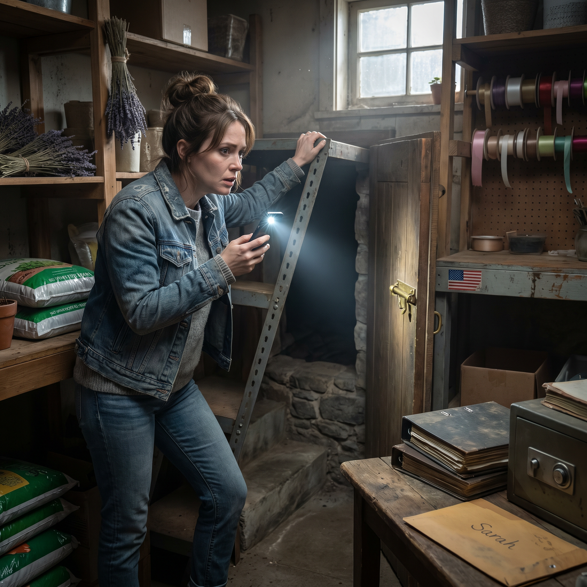 My mother left me her worn-down flower shop. My brother got the house, the furniture, and every dollar she had saved. The day we buried her, he smiled and said, ‘Small town, small life.’ That night, I slept in the back room of the shop—and before dawn, I found a door hidden behind a shelf she had never once mentioned.