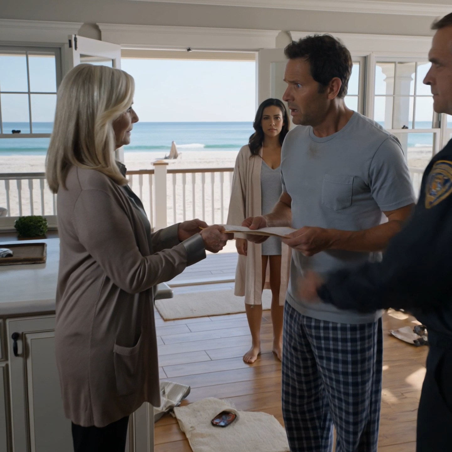 LS I drove to my beach house expecting a quiet vacation by the water, only to find the primary bedroom torn apart and the kitchen full of contractors. When I asked what was going on, my son said, “I’m redoing the place so my wife and her parents can move in.” I didn’t argue. I just pulled out my property file, stepped outside, and called my lawyer. At 6 a.m. the next morning, someone was pounding on my door hard enough to wake the whole street.