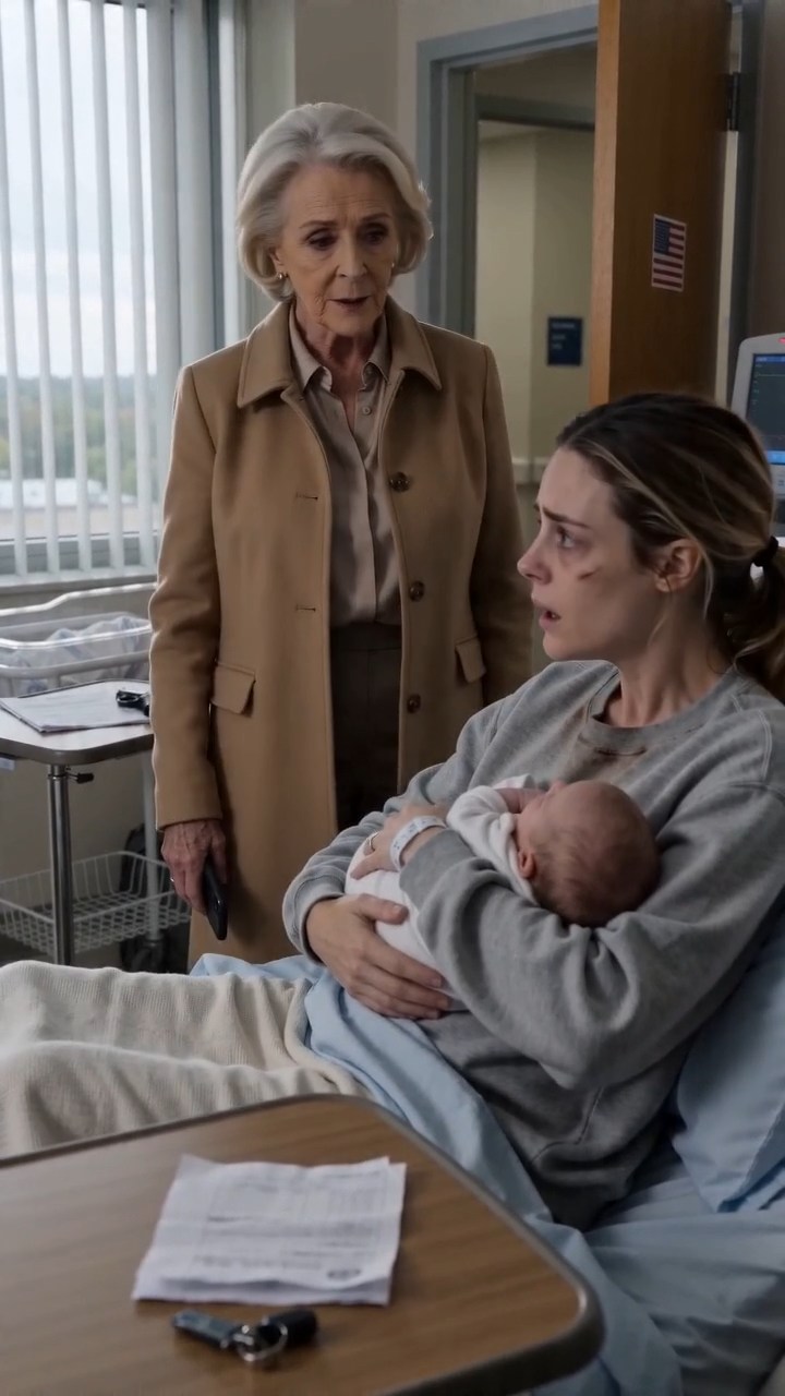 Seeing me in a hospital room holding my newborn in a faded gray sweatshirt, my grandmother frowned. “Wasn’t $300,000 a month enough?” I told her I had never received a single dollar — and the look on her face changed so fast it made my heart stop.