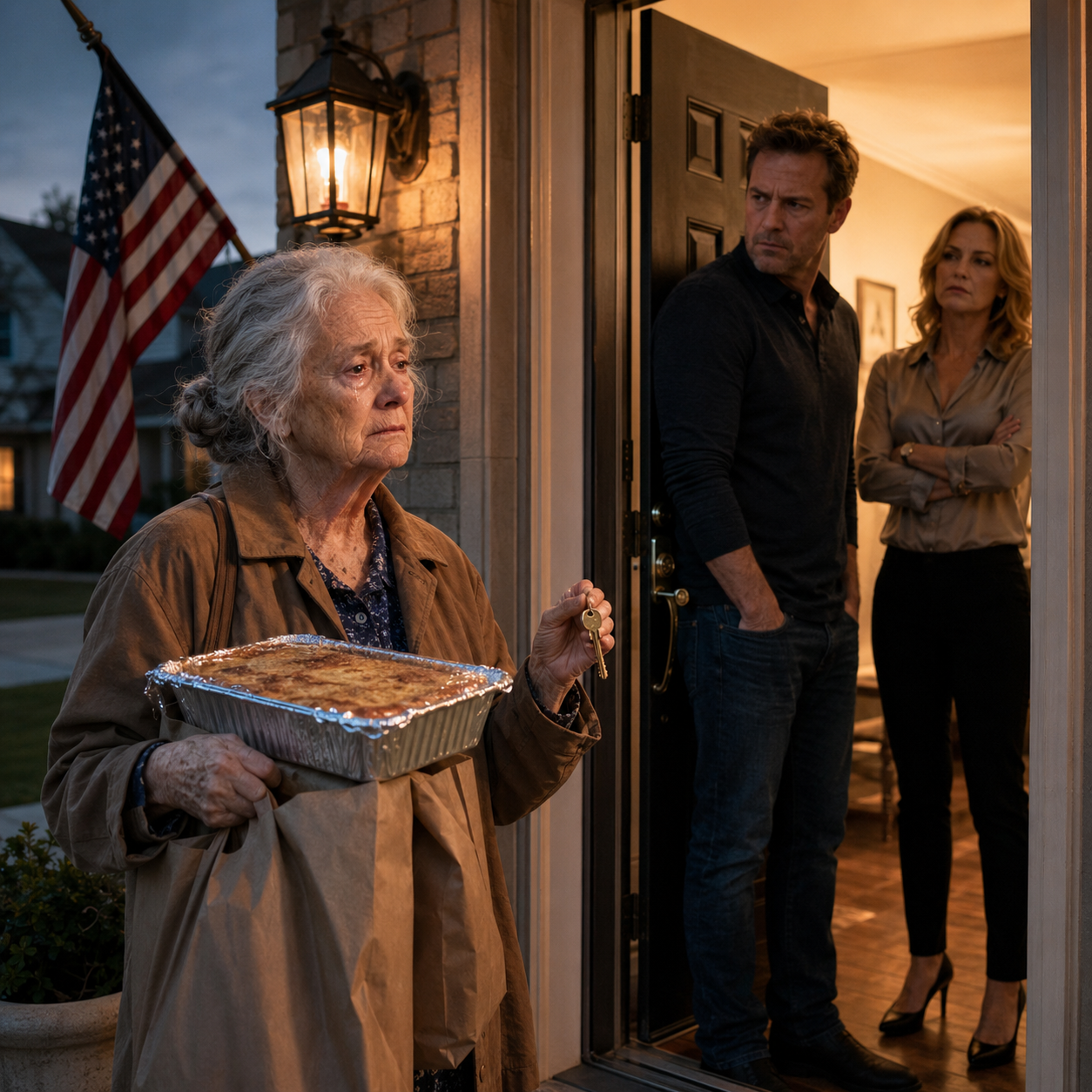 After I sold my Texas home and handed my only son $80,000 to save his house, he changed the locks, left me outside with grocery bags in my hands, and hissed, ‘Go die somewhere else, Mom’—but one year later, the bank slid one page across the desk, and his hand froze over the pen before he could even say my name.