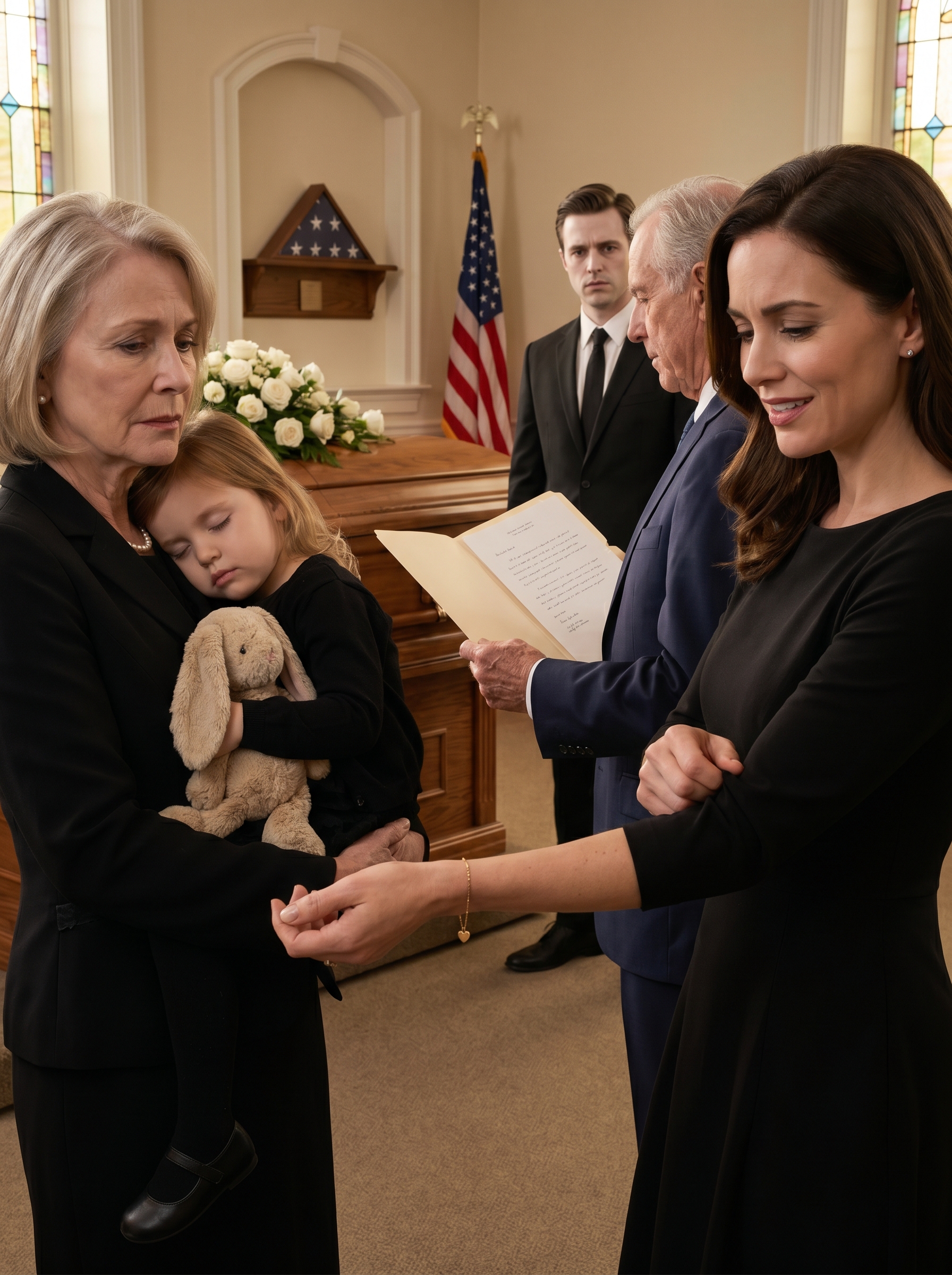 At my daughter’s funeral, my son-in-law’s mistress leaned close, Emily’s gold bracelet flashing on her wrist, and whispered, “I won.” She was still smiling when the lawyer stood up with the sealed folder my daughter had left behind — until he read the first line, and every bit of color drained from her face.