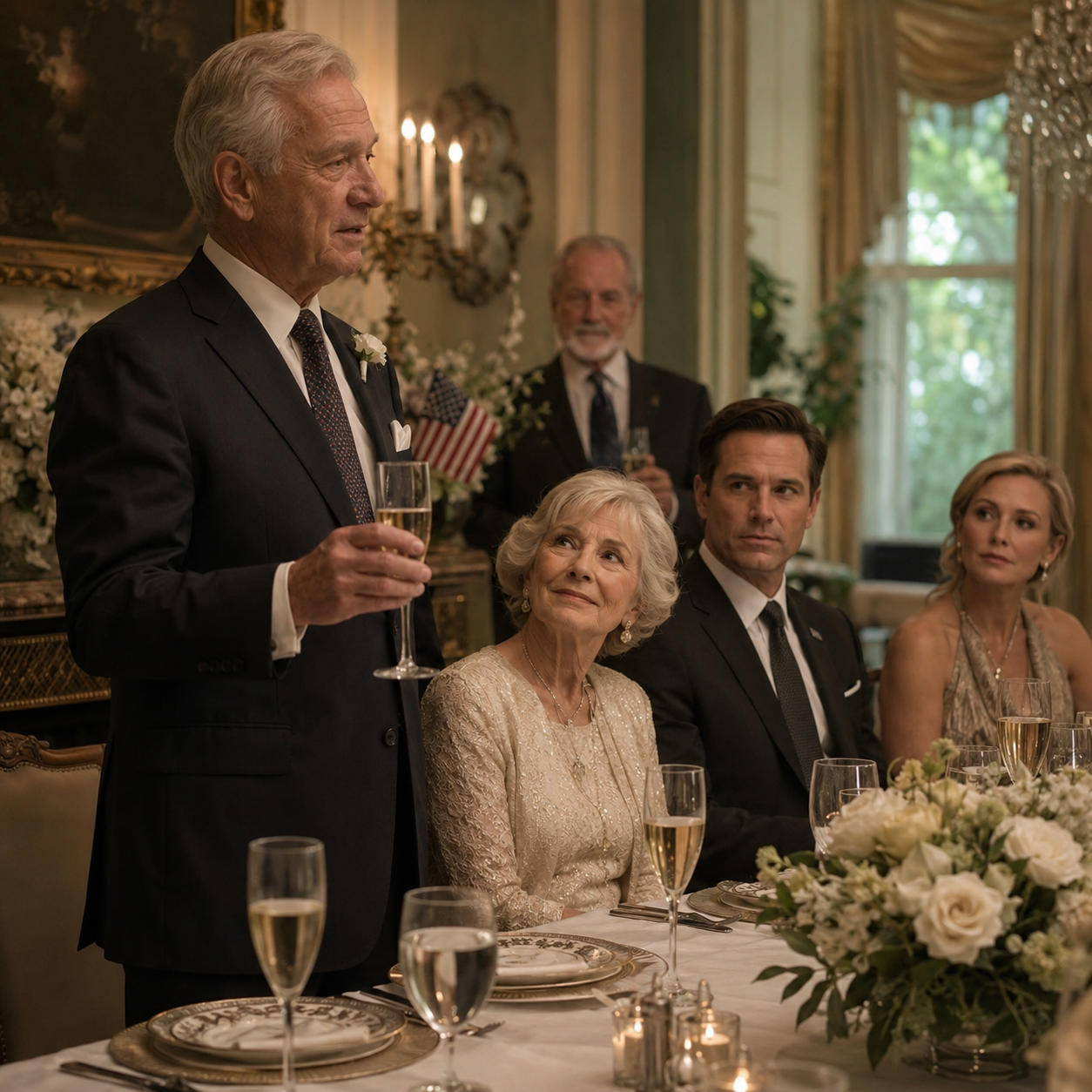 At our 40th wedding anniversary party, my son stood up in front of every guest, waved the paper he’d gotten my recovering wife to sign, and gave us 24 hours to leave our own home—so I smiled, placed one tiny black square beside his wine glass, and watched his face go pale when he realized my silence had never meant surrender.
