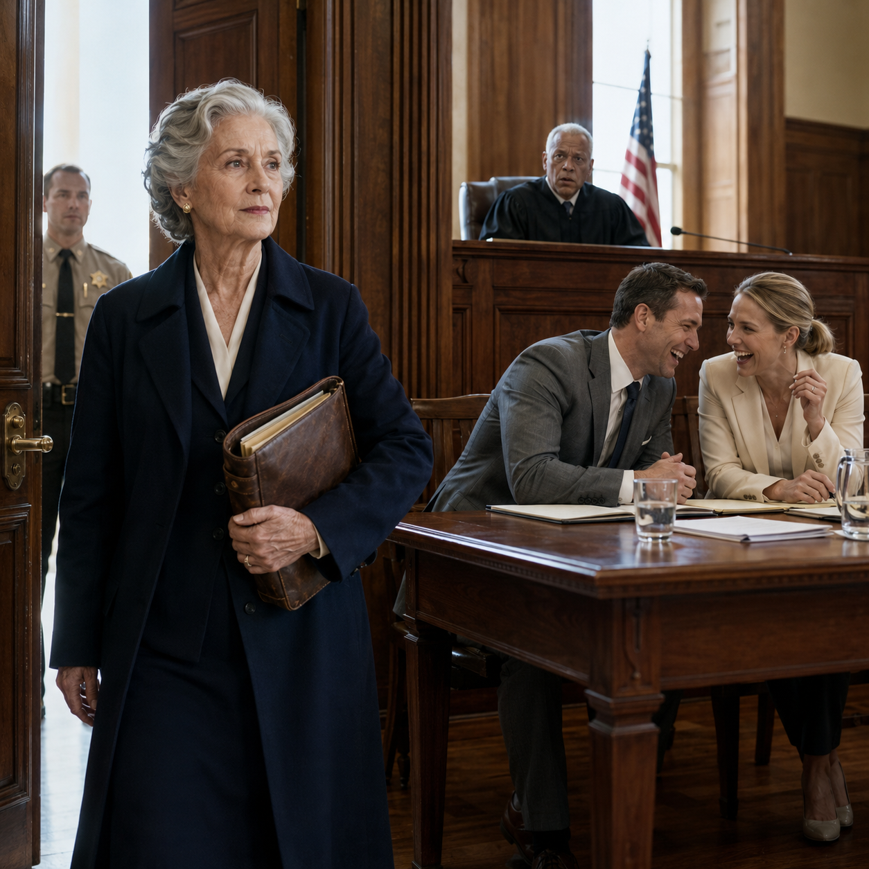 My son and daughter-in-law laughed when I walked into court because, on paper, I was already a confused old widow with a fake doctor’s report, a nursing home picked out, and my paid-off house almost in their hands—then the judge opened the file, stared at my name, and asked one question that made their lawyer grab Caleb’s arm.