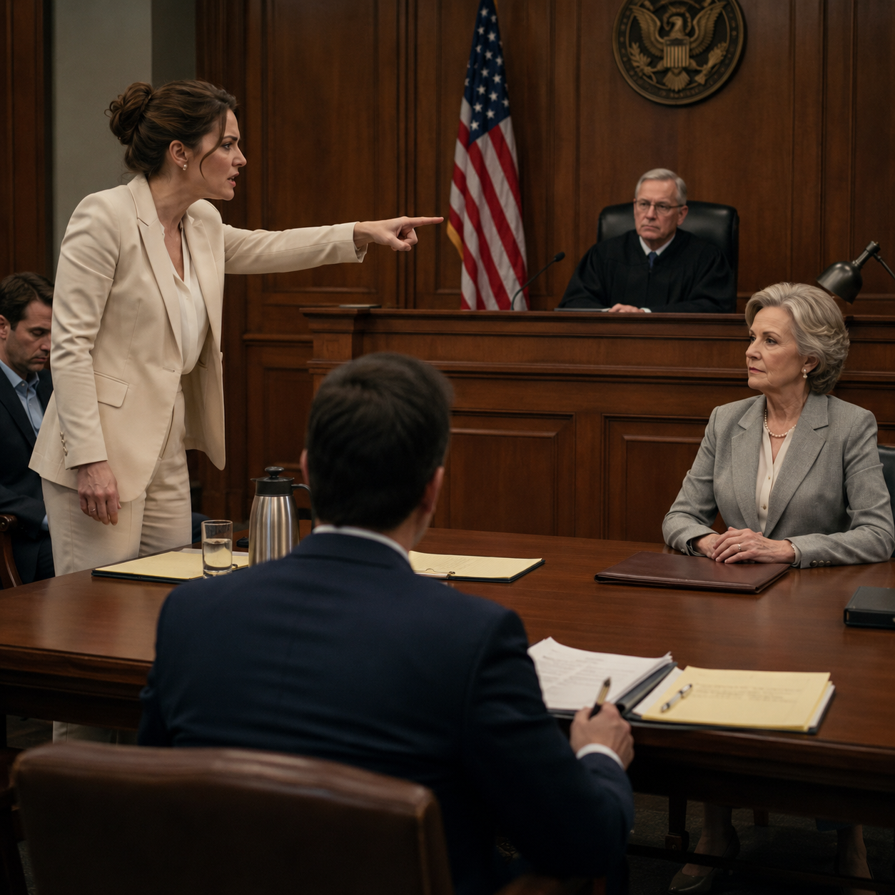 My daughter-in-law dragged me into court to prove I was too old and confused to keep my own house, then pointed at me in front of the judge and called me ‘legally stupid’—but the second I opened my leather portfolio and slid one small credential across the bench, her lawyer stopped smiling, asked for an immediate recess, and suddenly looked like the one who needed protection.