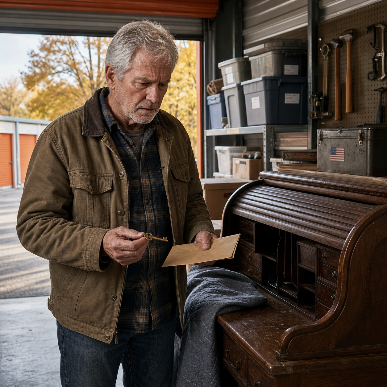 My daughter-in-law smiled while handing me the notice to empty my dead son’s storage unit, as if she had already taken everything he was and was now throwing away the last piece of him too—but inside that dusty room, under an old oak desk she never bothered to check, my son had hidden one small key that proved she had celebrated far too early.