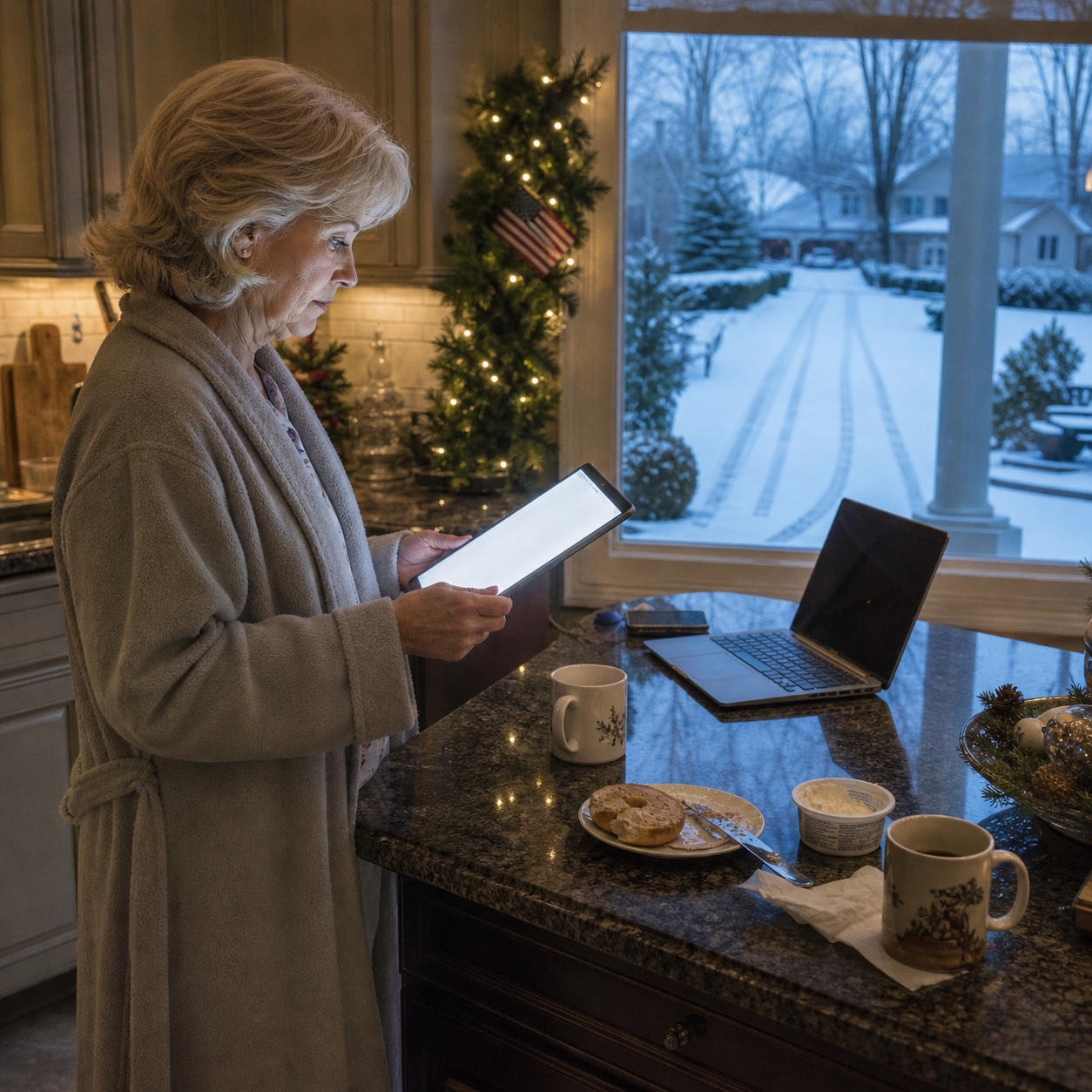 At 5:30 a.m. on Christmas Eve, I found four empty tire tracks in my driveway, 17 relatives gone, and a group chat on my daughter-in-law’s tablet named ‘Operation ditch grandma’—my own son had answered with a thumbs-up, but before their SUVs reached Aspen, I used the one thing they had laughed about stealing from me and turned their $18,500 holiday into 103 missed calls.
