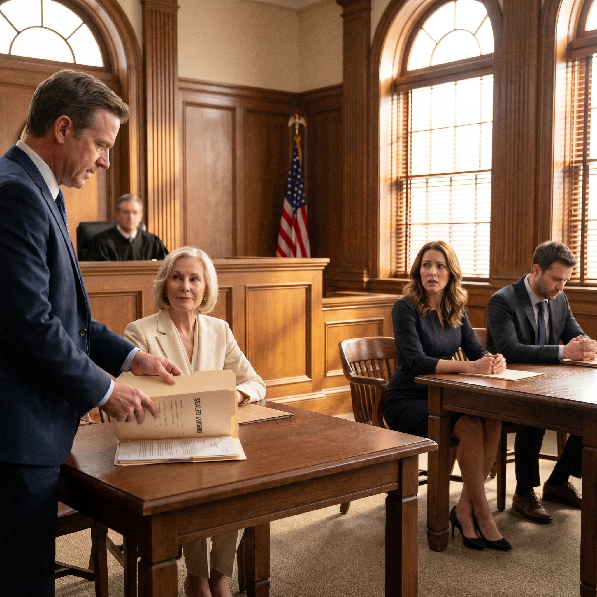 My daughter-in-law stood in court and called me unstable, greedy, and a thief—while my own son sat behind her like I was already dead; then my lawyer slid one sealed file across the bench, and the judge’s first question was not for me… it was for her attorney.