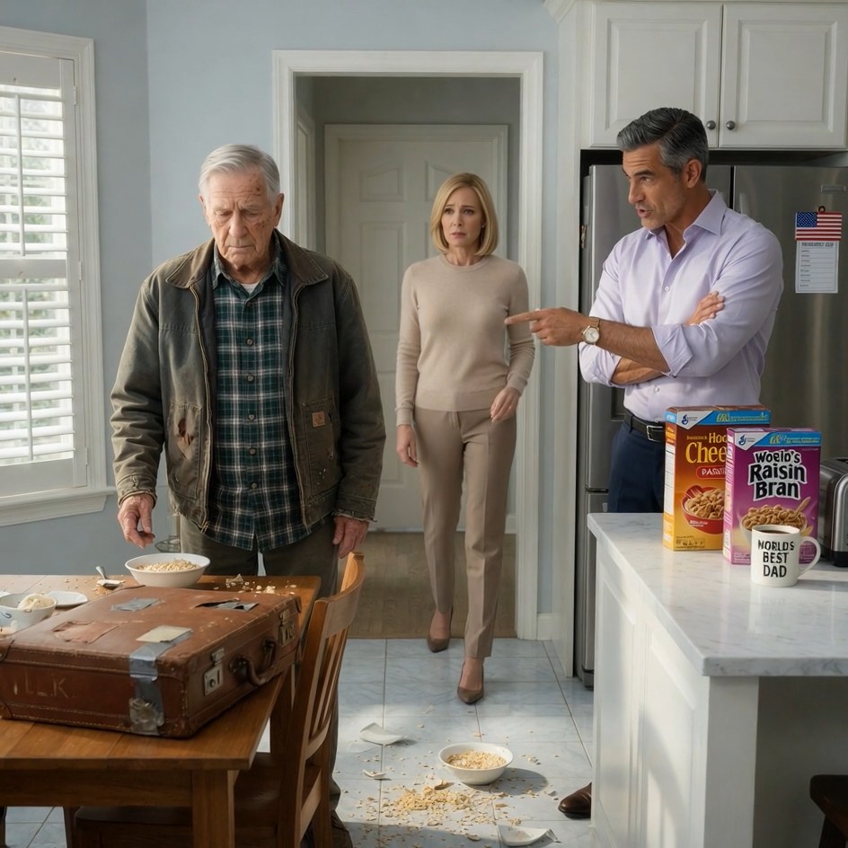 My daughter told me to obey her husband or get out, while my breakfast was still sliding across the kitchen floor. I smiled, picked up one old leather folder, and her husband laughed—until he heard the name I said on the phone.