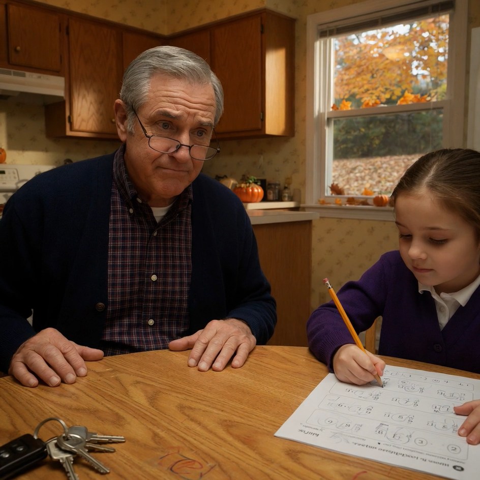 My 7-year-old granddaughter asked why her dad only slept in his own room when I was visiting. She kept writing her homework like nothing was wrong… but my son’s face went dead still when I repeated the question.