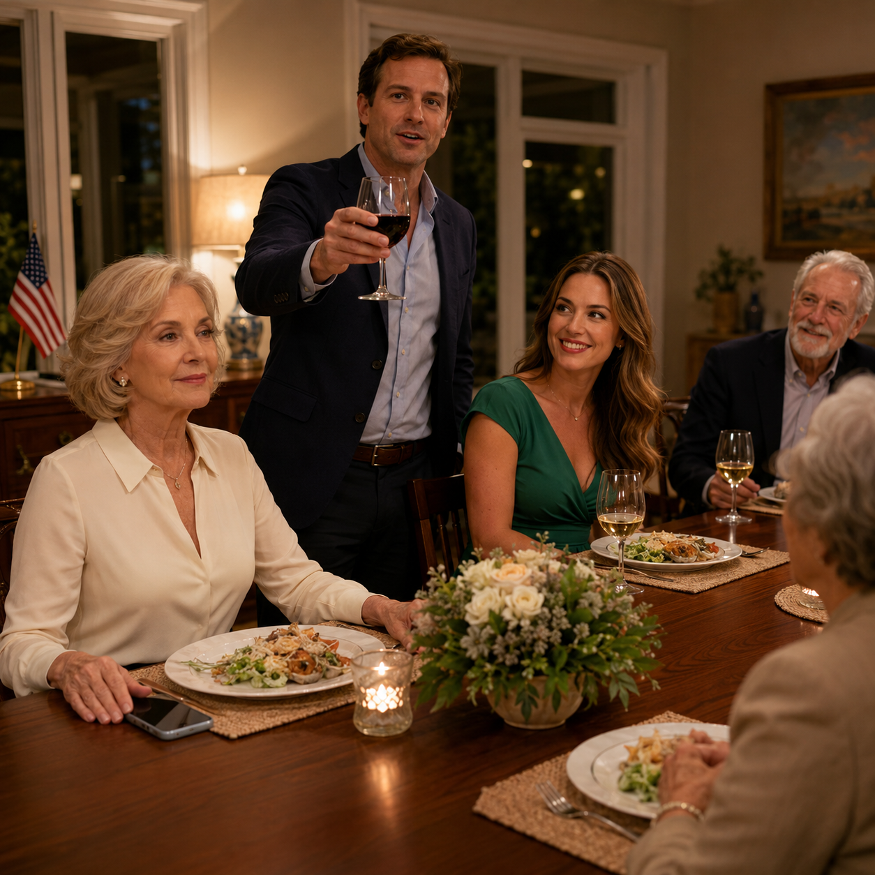 At the dinner table in the house I bought with my dead husband’s last gift, my son raised his glass and announced his wife was moving in the next morning. She smiled like she had already taken it from me—until I pressed play on my phone, and her face went so pale even my son stopped breathing.