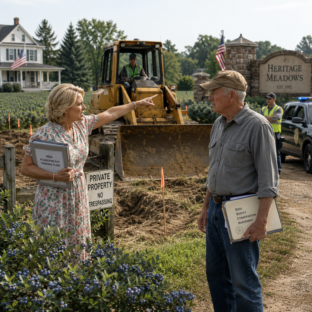 HOA said my blueberry field was ‘wasted land’ and tried to turn it into parking for their gala. She smiled when she said the bulldozers were coming Monday. I told her to go ahead.