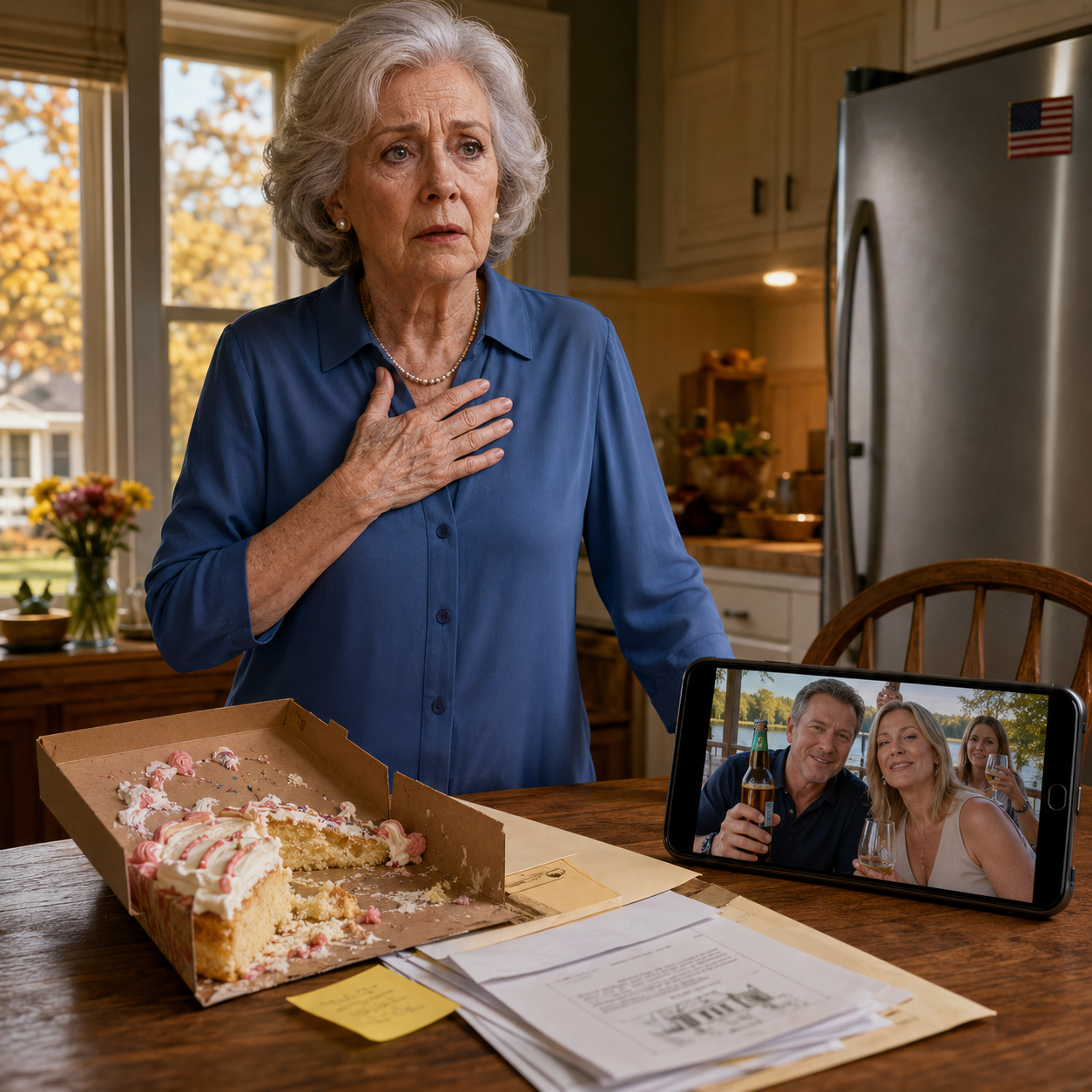 I saved $900,000 for my son’s future, but on my 80th birthday, he ditched me for the woman he now called ‘Mom’ and sent me one smashed slice of leftover cake. Then his wife laughed on FaceTime and whispered, ‘She’s still alive?’ So I opened the old iron safe, laid the beach house papers beside that ruined cake, and made one phone call they never thought an old woman would have the nerve to make.