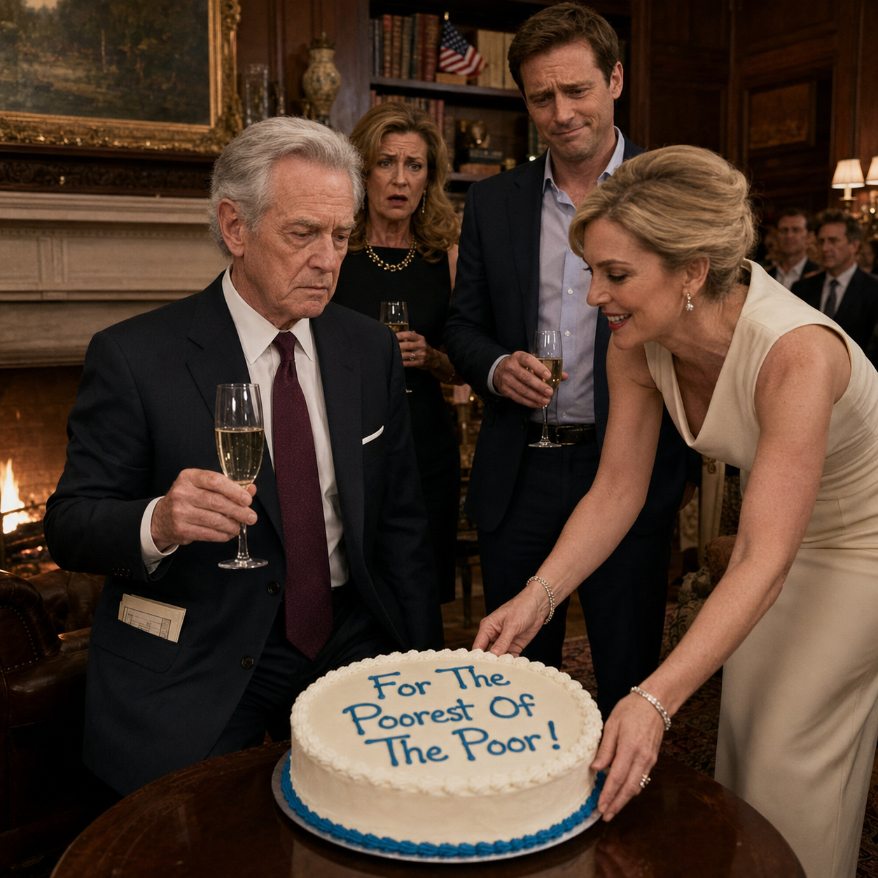 On my 75th birthday, my daughter-in-law carried out a cake that said, ‘For the poorest of the poor,’ and my own son laughed before the candles even stopped shaking. I raised my champagne glass, smiled at every guest in my living room, and said, ‘Enjoy the joke. This is the last night any of you will survive in this house the way you planned.’