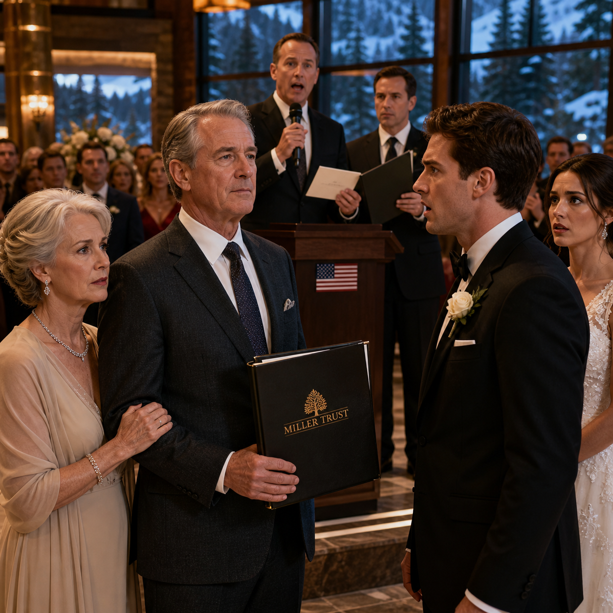 At my son’s luxury wedding, he handed me $5,000 to make me and my wife disappear before the ‘important guests’ noticed us—then a man with sealed documents stopped in front of me, asked for my signature, and my son went pale in front of the whole ballroom.