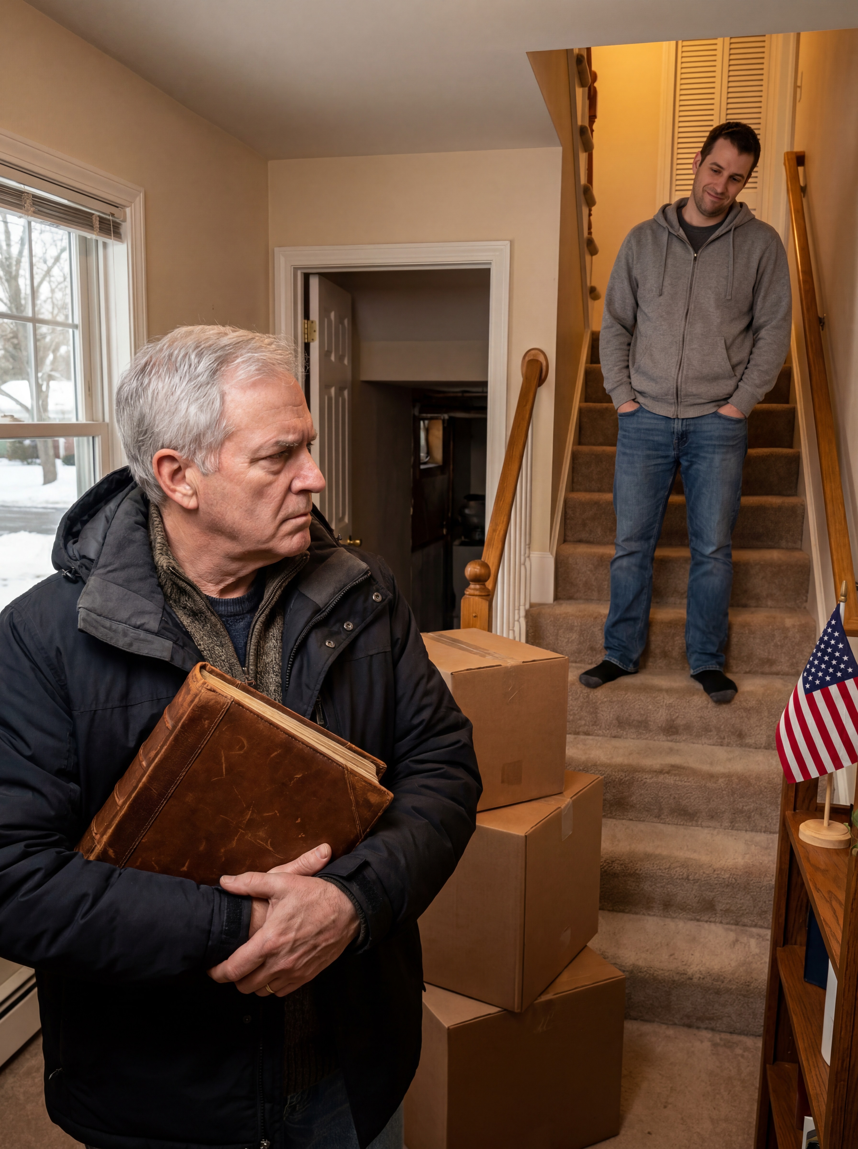 I came home from a cardiologist appointment and found my bedroom packed into basement boxes, my mother’s photo albums sitting on cold cement, and my son-in-law smirking in the hallway as he said, ‘You’re not running things here anymore. Enjoy the quiet.’ I looked at the house I had spent twenty-two years paying for, then told him one sentence that made his face change: ‘Then enjoy your sixty days.’
